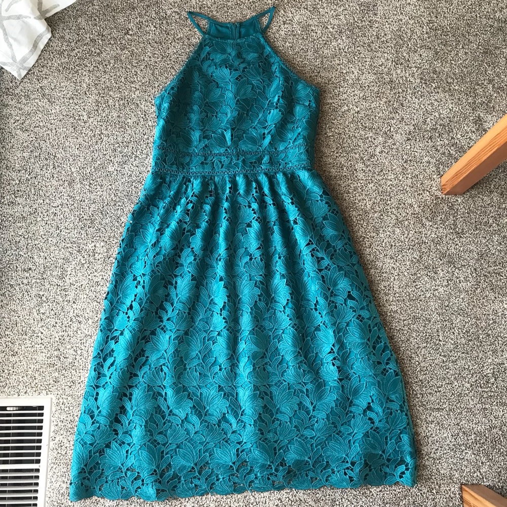 Ann Taylor LOFT Teal Mid Dress